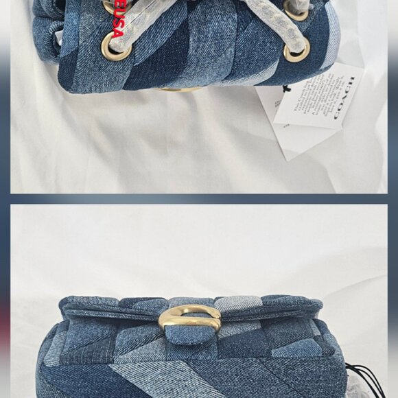 Coach Tabby Shoulder Bag 20 With Patchwork Quilting Denim CAM93 $495 NWT Packed - Picture 7 of 16